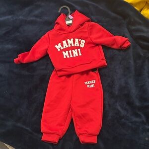 Red 'Mama's Mini' Hoodie and Pants Set